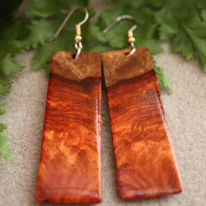 INPIRED DANGLES Feuille D'or Noir Blanc Résine Coeur Forme Boucles D'oreilles Carré Rond Géométrique En Bois Résine Boucles D'oreilles - Product Image 1