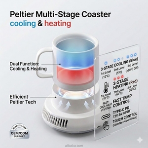 Posavasos Termoeléctrico Inteligente de Escritorio PT-5010, Calentador y Enfriador de Bebidas Portátil con PD 12V Tipo-C, <span class=keywords><strong>Gadgets</strong></span> de Oficina - Product Image 1