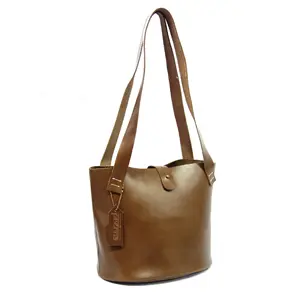 Hot Selling Design Bucket Leather Tote Bag Minister Tote Bag Shoulder Handbag Genuine Leather Bag Brown Medium Size