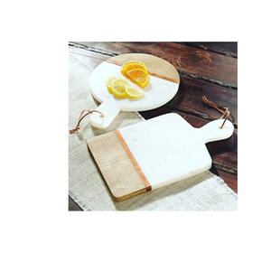 Tabla de cortar de 2 formas, madera Natural y mármol con mango, productos en oferta - Product Image 1