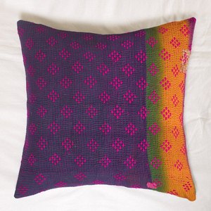 Housses de coussin Kantha Vintage, housse de coussin Patchwork Kantha indien bohème, 20x20 fait à la main Antique Kantha jeter oreiller - Product Image 6