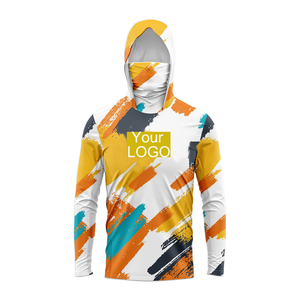 Sudadera con Capucha de Manga Larga para Hombre, con Estampado Geométrico Gris y Rojo, Protección UV, Secado Rápido, para Pesca, con Logotipo Personalizado OEM en la Parte Delantera - Product Image 3