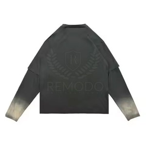 Camiseta 100% de algodón de doble capa con logotipo personalizado impreso de alta calidad para hombre estilo único de manga larga - Product Image 3