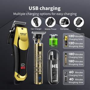 Ensemble de tondeuses à cheveux sans fil professionnelles pour hommes, rechargeables par USB, kit de tondeuses à cheveux alimentées par batterie, tondeuse à poils du nez et des oreilles - Product Image 2