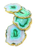 Sous-verres en agate verte naturelle de qualité supérieure - Ensemble de pierres semi-précieuses sculptées élégantes pour la maison, le café, le thé et les accessoires de bar