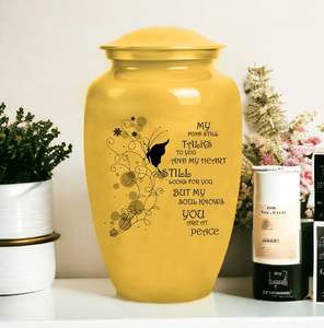 Urna de mensaje amarilla para cenizas para adultos, urnas de cremación de entierro Masculino Femenino para cenizas humanas, mujeres, hombres, funeral, tamaño personalizado decorativo - Product Image 5