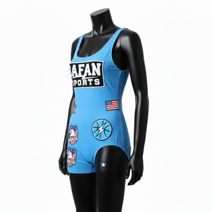 Maillot de bain une pièce bleu en polyester et élasthanne 220 GSM de qualité supérieure, logo personnalisé par sublimation, design sur mesure pour femme - Product Image 4
