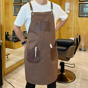 Delantal de cuero auténtico para taller duradero marrón personalizado con logotipo de bolsillos, delantales impermeables para barbacoa de cuero genuino resistentes al calor - Product Image 4