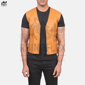 Chaleco de cuero genuino de estilo informal más vendido para adultos hombres de alta calidad nuevo estilo ropa exterior transpirable para la temporada de otoño - Product Image 3