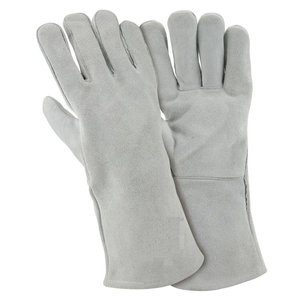 Gants de soudage Tig de taille moyenne en cuir blanc gris imperméable anti-coupure 35 cm Protection des mains Chaleur anti-dérapant Caractéristiques de sécurité - Product Image 2
