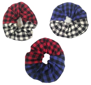 Check Fabric Two Colour Hair Scrunchie <b>Funky</b> Fabric Hair <b>Tie</b> Customisable Fabric Hair Scrunchie Elasticated Scrunchie for Girls - Product Image 2