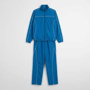 Ensemble survêtement 2 pièces personnalisé en polyester avec fermeture éclair, coupe-vent et piping réfléchissant pour l'hiver – Vente en gros - Product Image 1