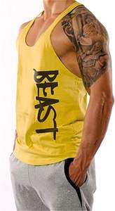 New Design Athletic Gym Tank Top Men's <b>Bodybuilding</b> Fitness <b>Vest</b> T-Shirt Quick Dry V-neck 100% Polyester Made in Pakistan - Product Image 4