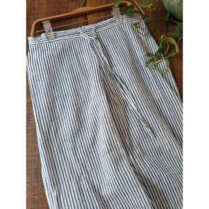 Pantalon large à rayures imprimées à la main, taille mi-haute élastique, respirant, en tissu Oxford, décontracté - Product Image 2