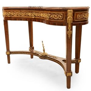 Mesa Consola de Madera Clásica de Lujo con Forma de Riñón y Adornos de Latón - Product Image 4