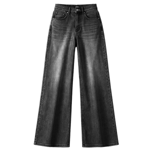 Jean en denim taille haute pour femme, coupe large, délavé vintage, ample, écologique, imperméable, respirant, mode décontractée d'été - Product Image 4