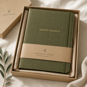 LABON <span class=keywords><strong>Carnet</strong></span> de budget intelligent vert sauge en similicuir rigide avec suivi des dépenses mensuelles et objectif d'épargne - Product Image 1