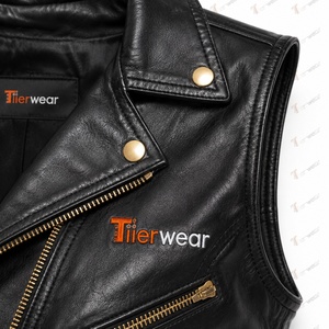 Tiierwear Women's <b>Black</b> PU Leather Waterproof Windproof Breathable Moto <b>Vest</b> with Zipper Closure and Notched Collar - Product Image 4
