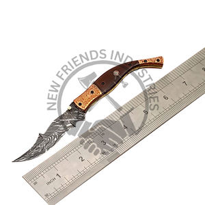 Cuchillo plegable de acero Damasco de alta calidad con mango de refuerzo de COBRE sólido Cuchillo de bolsillo compacto y duradero para exteriores a la venta - Product Image 1