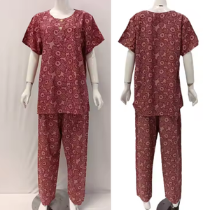 เซ็ตชุดนอนลายดอกไม้สำหรับผู้หญิงชุดเดียวใส่สบายแขนสั้นใส่อยู่บ้านฤดูร้อน - Product Image 6