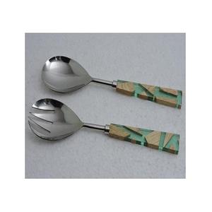 Ensemble de couverts cuillère et fourchette en acier inoxydable avec manche en résine, design tendance, vaisselle pour fournisseur en gros - Product Image 5