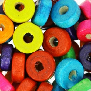 <b>Wood</b> Round <b>Heart</b> Pattern Custom Shaped Colored Beads Hand <b>Crafted</b> Women Bag Pendant Keychain <b>for</b> Easter Baptism Modern Design - Product Image 2