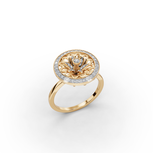 Lotus Petal Lab-Grown Diamond <b>Ring</b> 18K Gold Plated Vintage <b>Statement</b> Jewelry Fine Quality White Gold IGI Certified Engagement - Product Image 4