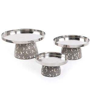 SET/3 <b>Cake</b> Display Accessories Exclusive Variety of Designer Sweet Stand Hot Selling Table Decoration Hammered Metal <b>Cake</b> Stand - Product Image 3