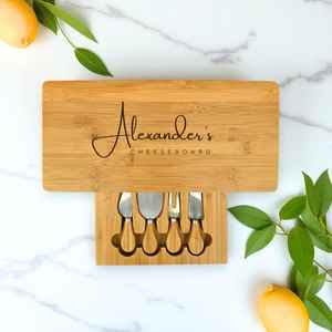 Classic Wooden <b>Cheese</b> & Cutting Board <b>Set</b> | Eco-Friendly Solid Wood Kitchenware Durable Easy to Clean Rectangle Shape - Product Image 3