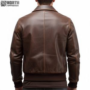 Chaqueta de cuero de vaca personalizada de alta calidad para hombre, de invierno con múltiples bolsillos estilo informal, cremallera transpirable, venta al por mayor Oem - Product Image 2