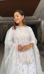 Diseñador de tela de alta calidad, exclusivo nuevo Georgette pesado con Bordado de hilo, traje de trabajo con parte superior de estilo completo y Sharara - Product Image 4