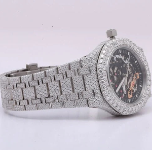 Reloj Mecánico Personalizado con Esqueleto Rectangular con Incrustaciones de Diamantes ETA LAB de Acero Inoxidable - Product Image 2