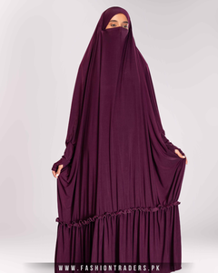 Jilbab long à manches longues et à volants, en tissu polyester premium, léger, respirant, séchage rapide, commandes personnalisées - Product Image 3