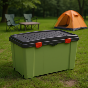 Conteneur de camping familial Stefanplast 120L avec couvercle vert et noir 13404 – Idéal pour abri et rangement - Product Image 3