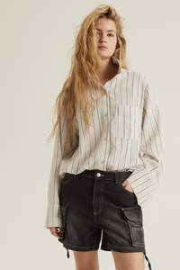 กางเกงขาสั้นผ้ายีนส์เอวสูงของผู้หญิงกางเกงขาสั้นคาร์โก้เข้ารูประบายอากาศได้ดีออกแบบโลโก้ได้ตามต้องการ - Product Image 2