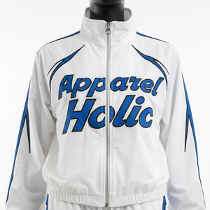 Ensemble de survêtement personnalisé en deux pièces, veste coupe-vent, pantalon droit pour homme, survêtement de sport de haute qualité en polyester, ample, unisexe - Product Image 2