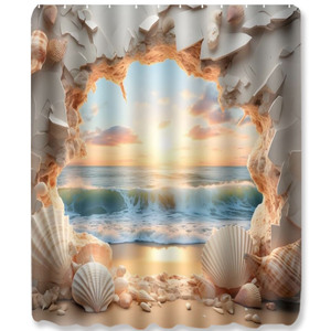 Custom Printed Waterproof Shower Shower <b>Curtain</b> for Bathroom Waterproof Polyester <b>with</b> <b>Hooks</b> - Product Image 5