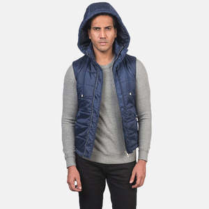Winter Windproof <b>Quilted</b> Bubble Vest-Casual Outdoor Wear Blue Lightweight Knitted Custom Logo - Product Image 4