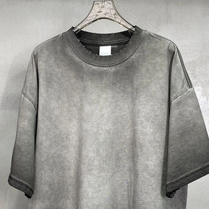 Logotipo personalizado diseñador liso de alta calidad 100% algodón lavado ácido camisetas al por mayor en blanco desgastado Vintage ecológico - Product Image 4