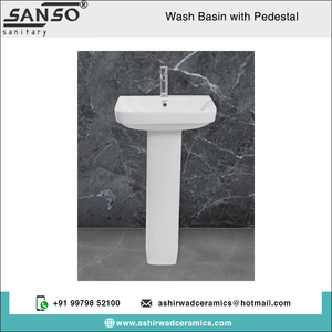 Pedestal de lavabo de mano ovalado de cerámica blanca brillante de Venta caliente con montaje de grifo de un solo orificio suministro directo de fábrica para hoteles - Product Image 2