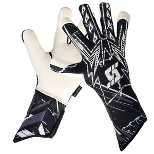 Black Custom Design Non-Slip Breathable Lightweight Full <b>Finger</b> Hand Grips Football Goalkeeper Gloves for Soccer Sports - Product Image 6