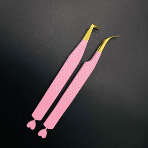 Petite pince à épiler quantité minimale de commande personnalisée avec nom de marque 90 degrés pince à épiler forte adhérence en acier inoxydable pointe en fibre pince à épiler incurvée 10mm - Product Image 5