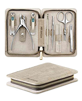 Kit de manucure et pédicure professionnel 12 pièces en acier inoxydable noir, coupe-ongles 3-en-1, cure-oreilles, outils d'art des ongles des orteils - Personnalisable