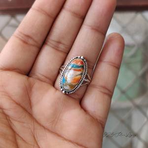 Oyster cobre turquesa anillo 925 joyería de plata anillo de diseñador turquesa anillo de piedras preciosas anillo de uso diario para mujer regalo para ella - Product Image 4