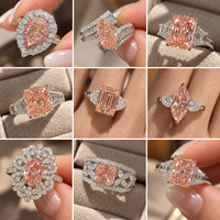 Bague de fiançailles en diamant rose de laboratoire taille princesse avec pierres latérales, or 18 carats, certifiée IGI, bijoux de luxe pour mariage et soirée