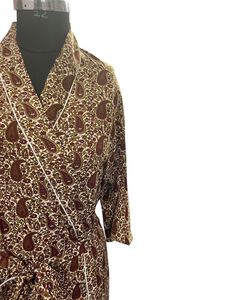 Botik imprimé femmes léger longueur au sol taille naturelle imprimé fleuri soie Kimono Robe tenue décontractée lavable - Product Image 3