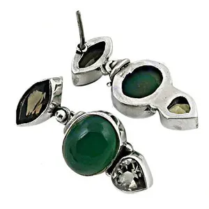 925 Silver <b>Dangle</b> <b>Earrings</b> Green Onyx Pearl <b>Diamond</b> for Women-Trendy Ball Shape Classic Religious for Wedding Party-Classic - Product Image 2