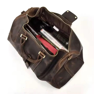 Leather Weekender <b>Duffel</b> <b>Bag</b> with Zipper Closure Durable Design for Travel and Gym Use - Product Image 4