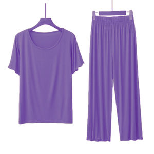 Fabricant de pyjamas en coton personnalisés, vêtements de détente en modal deux pièces, vêtements de nuit, ensembles de pyjamas en coton pour femmes, pyjamas OEM, pyjamas pour femmes - Product Image 2