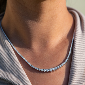 สร้อยคอเพชรเทนนิสทรงกลมทรงกลม4มม. 18ct เคลือบทอง22 "จากอินเดีย - Product Image 4